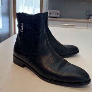 Made in Italy Black Crocodile Texture Ladies Boots